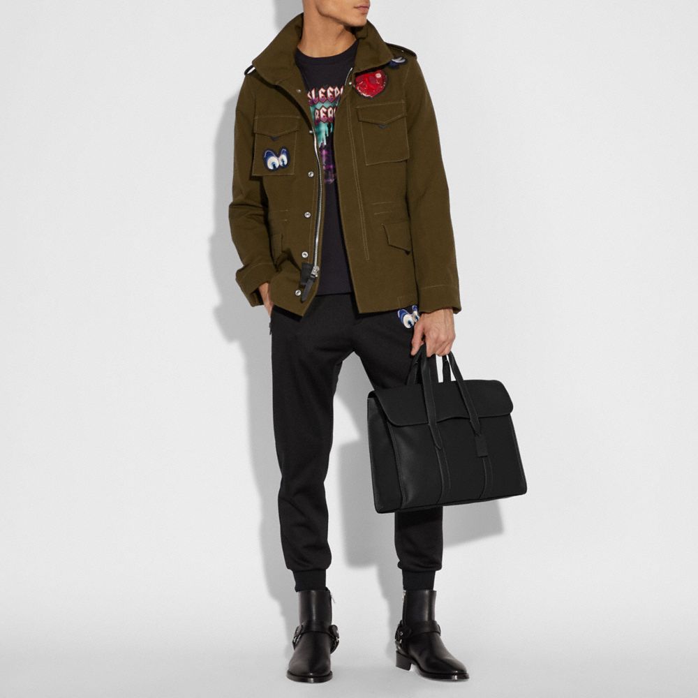 COACH®,PORTFOLIO METROPOLITAN,Cuir galet,Bronze/NOIR,Detail View