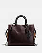 COACH®,ROGUE BAG WITH WHIPSTITCH HANDLE,Glovetan Leather,Large,Black Copper/Oxblood,Front View
