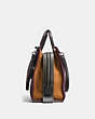 COACH®,ROGUE BAG WITH WHIPSTITCH HANDLE,Glovetan Leather,Large,Black Copper/Oxblood,Angle View