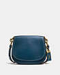 COACH®,SADDLE 17,Leather,Small,Brass/Dark Denim,Front View