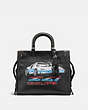 COACH®,ROGUE BAG WITH CAR,Leather,Large,Black Copper/Black,Front View