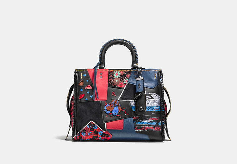 COACH®,ROGUE WITH EMBELLISHED PATCHWORK,Leather,Large,BP/1941 Red Multi,Front View