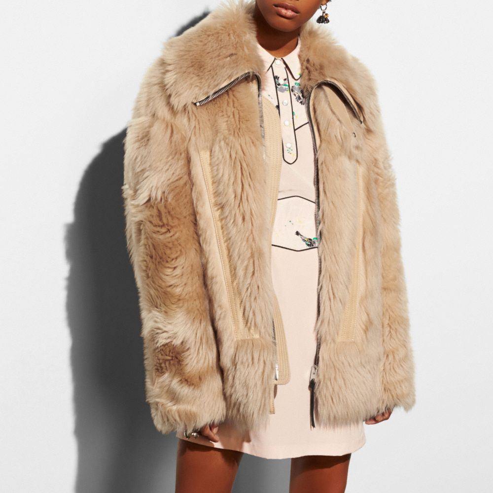 Coach fur outlet coat