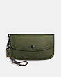 COACH®,CLUTCH WITH COLORBLOCK SNAKESKIN HANDLE,Leather,Pewter/Olive,Front View
