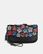 COACH®,CLUTCH WITH TEA ROSE,Leather,Black Copper/1941 Red,Front View