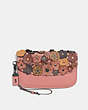 COACH®,CLUTCH WITH TEA ROSE,Leather,Black Copper/Melon,Front View