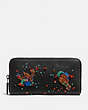 COACH®,ACCORDION ZIP WALLET WITH MEADOWLARK,Leather,Black Copper/Black,Front View