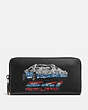 COACH®,ACCORDION ZIP WALLET WITH CAR,Leather,Mini,Black Copper/Black,Front View