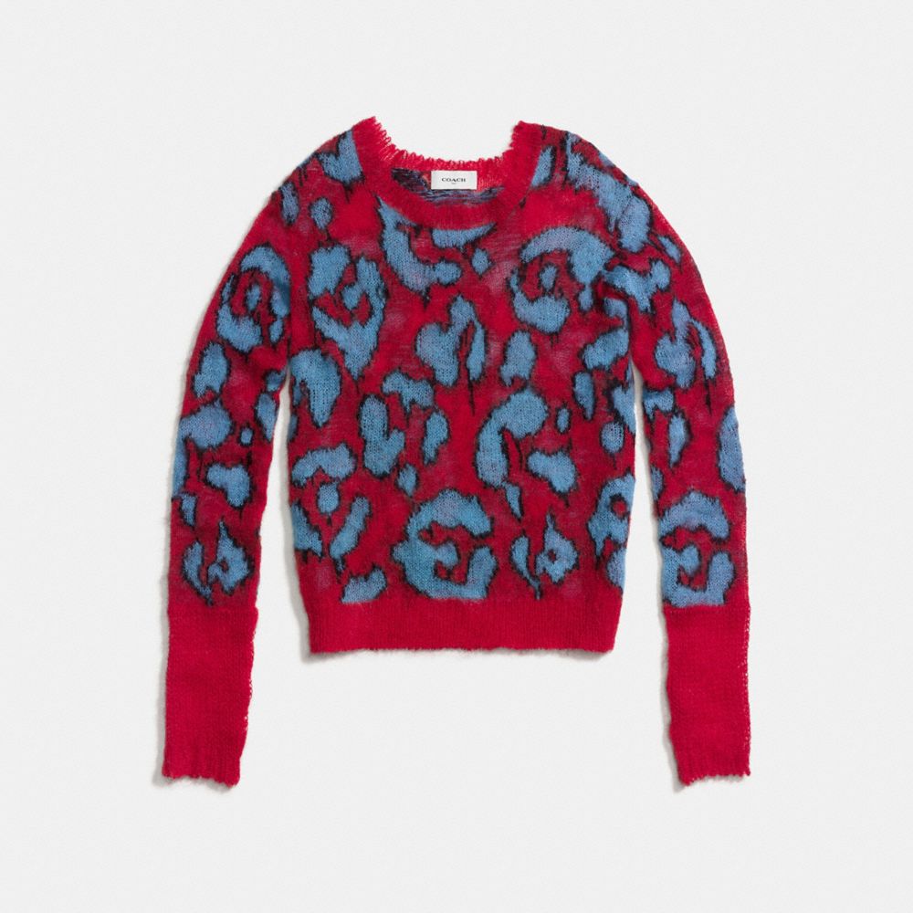 COACH®,Camo Print Intarsia V Neck Sweater,,Scale View