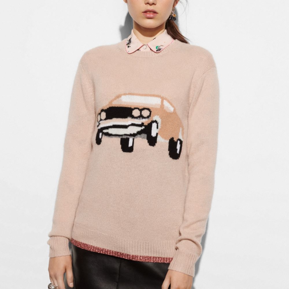 COACH®,CAR SWEATER,cashmere,SHELL,Front View