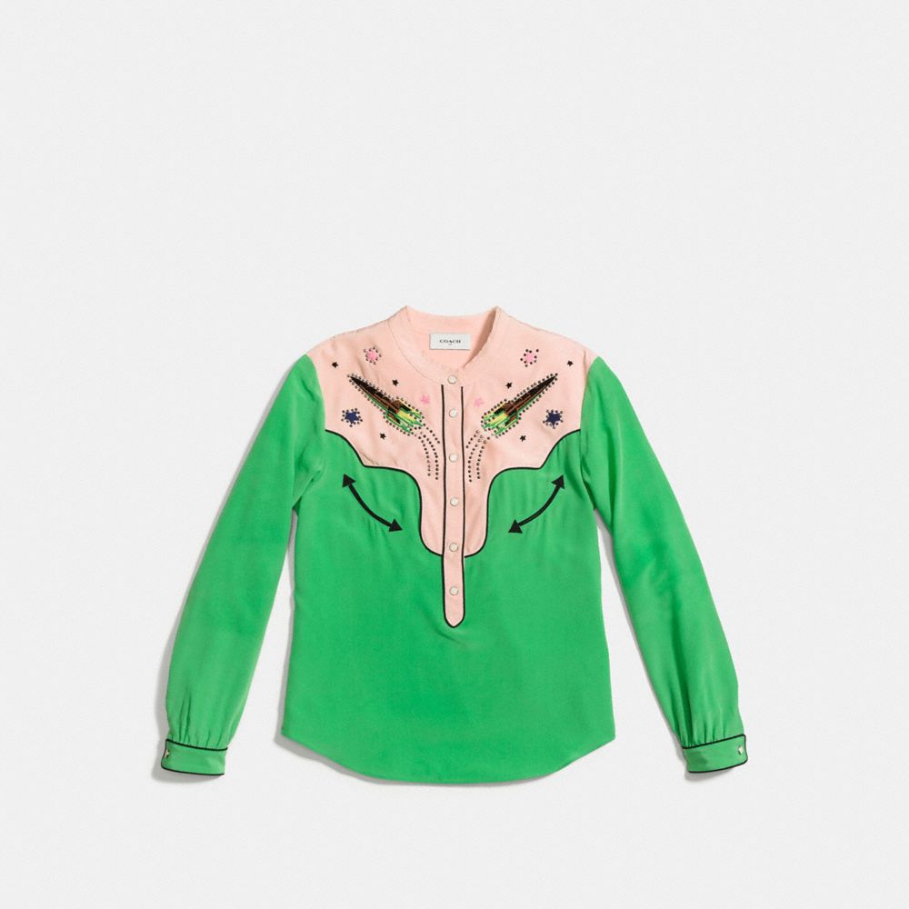 Western Yoke Blouse With Rocket Embellishment
