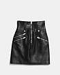 COACH®,HIGH WAISTED MOTO SKIRT,Leather,Black,Scale View