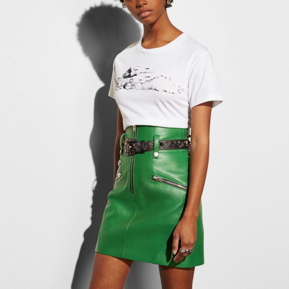 High Waisted Moto Skirt