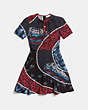 COACH®,CAR PRINT CIRCULAR PATCHWORK DRESS,Silk,Multicolor,Scale View