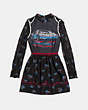 COACH®,CAR PATCHWORK PRINT DRESS,Silk,Black,Scale View