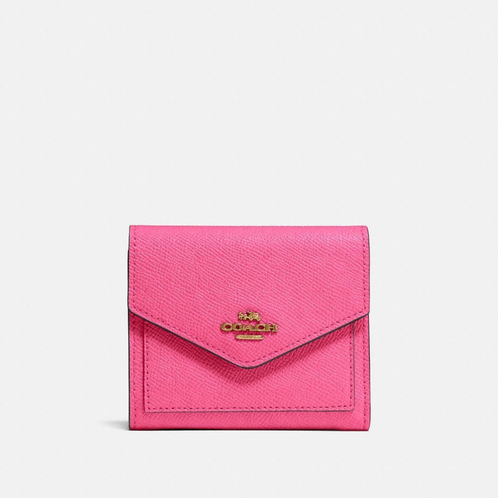 COACH®,SMALL WALLET,Leather,Brass/Confetti Pink,Front View