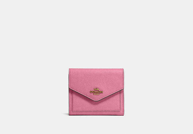 COACH®,SMALL WALLET,Leather,Brass/Rose,Front View