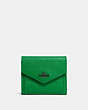 COACH®,SMALL WALLET,Leather,Gunmetal/Grass Green,Front View