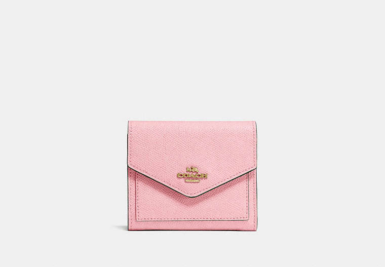 COACH®,SMALL WALLET,Leather,Gold/Blossom,Front View