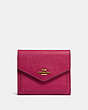 COACH®,SMALL WALLET,Leather,Gold/Bright Cherry,Front View