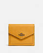 COACH®,SMALL WALLET,Leather,Gunmetal/Dark Mustard,Front View