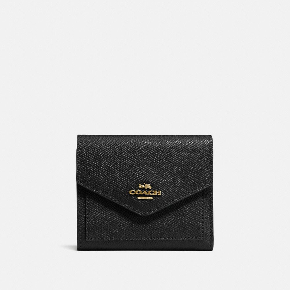 COACH®,SMALL WALLET,Leather,Light Gold/Black,Front View