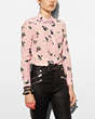 COACH®,PRINTED PIPED BLOUSE,Silk,SHELL,Front View