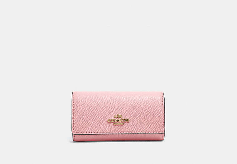 COACH®,SIX RING KEY CASE,pusplitleather,Gold/Blossom,Front View