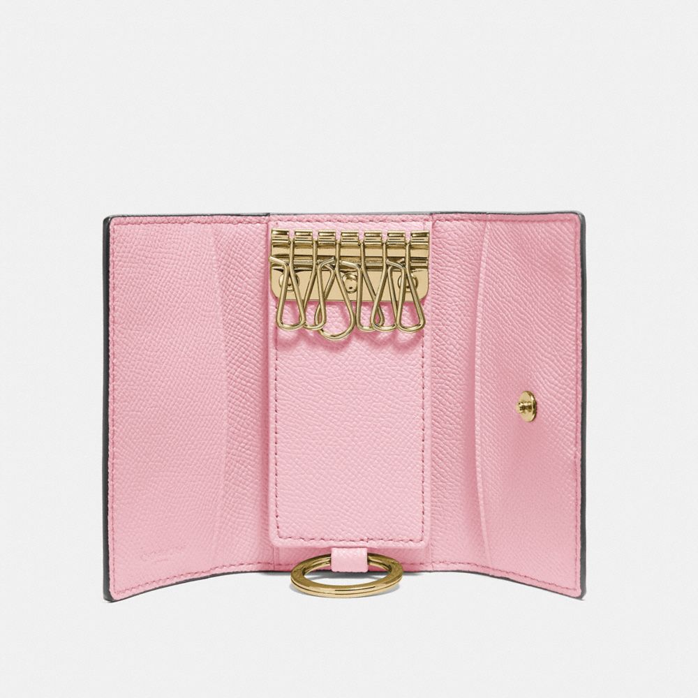 COACH®,Six Ring Key Case,Leather,Continental,Key Chain,Metal,Logo,Key Ring,Casual,,Inside View,Top View