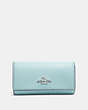 COACH®,SIX RING KEY CASE,pusplitleather,Silver/Light Turquoise,Front View