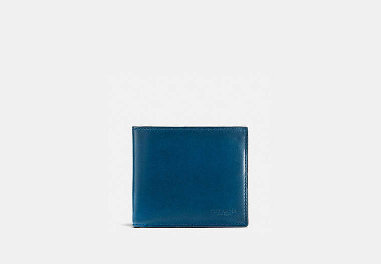COACH®,BOXED DOUBLE BILLFOLD WALLET,Leather,Mini,Lapis,Front View
