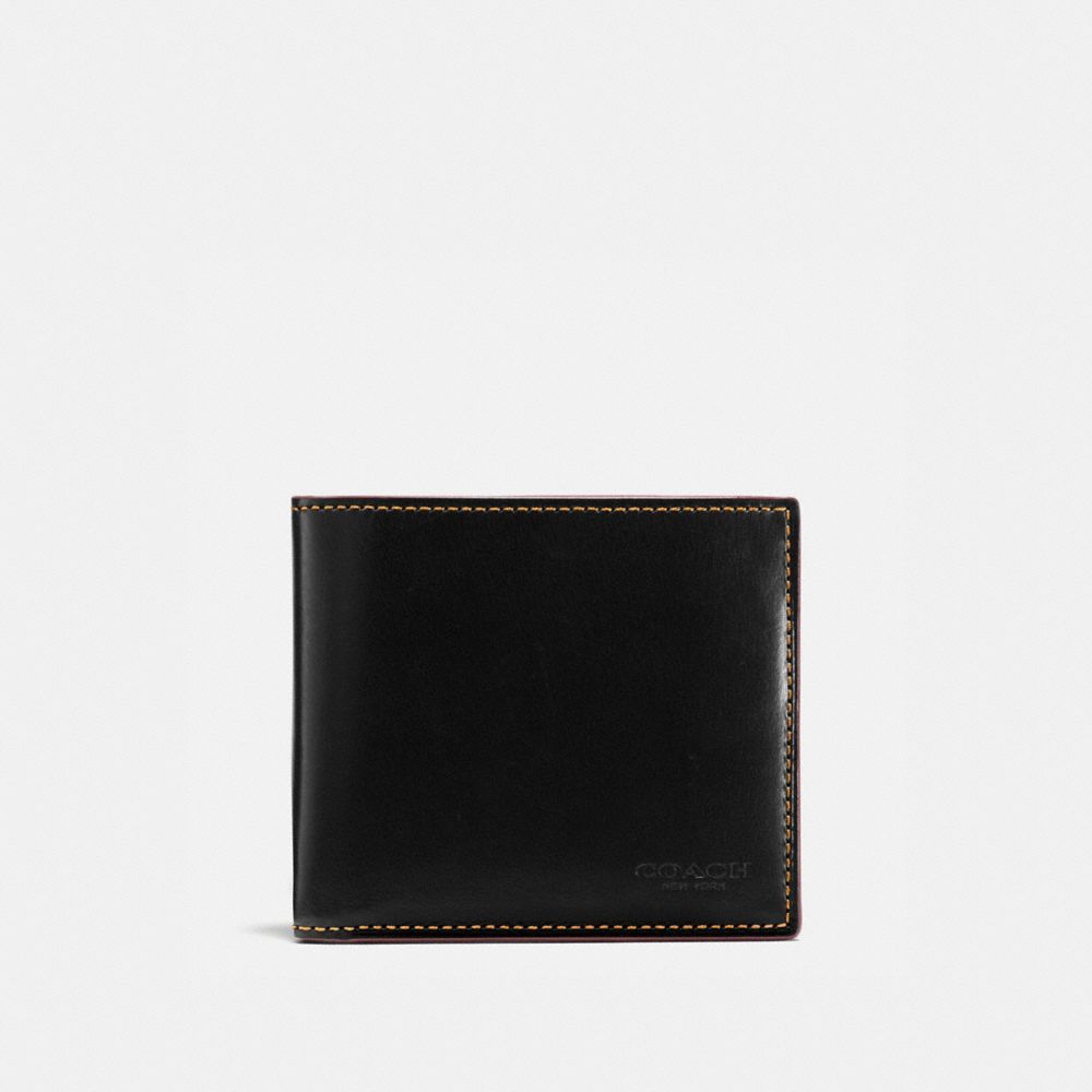 COACH®,BOXED DOUBLE BILLFOLD WALLET,Mini,Black,Front View