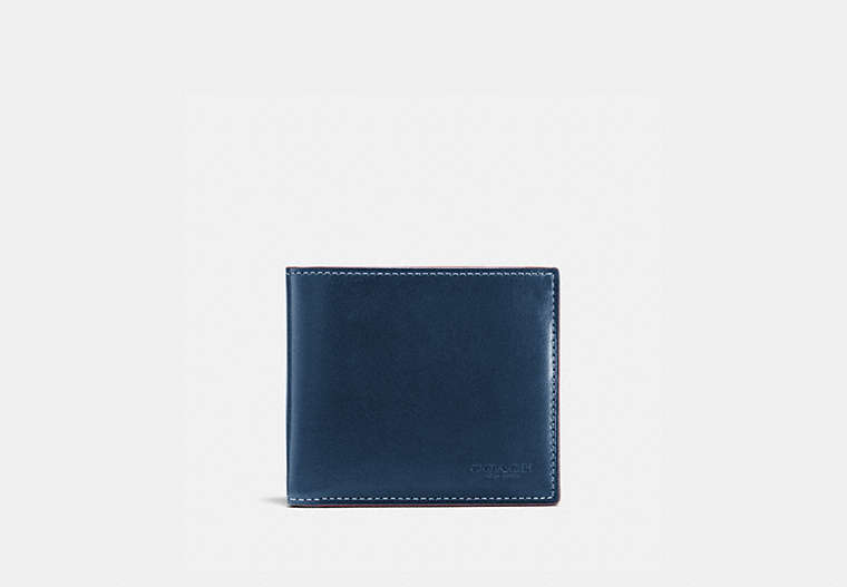 COACH®,BOXED DOUBLE BILLFOLD WALLET,Leather,Mini,Denim,Front View