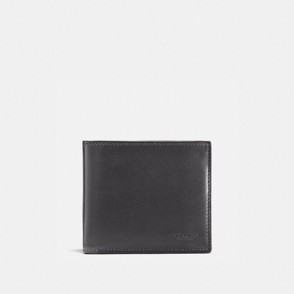 COACH®,BOXED DOUBLE BILLFOLD WALLET,Mini,GRAPHITE,Front View