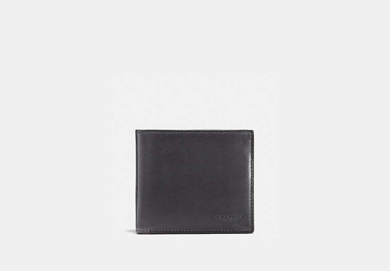 COACH®,BOXED DOUBLE BILLFOLD WALLET,Leather,GRAPHITE,Front View