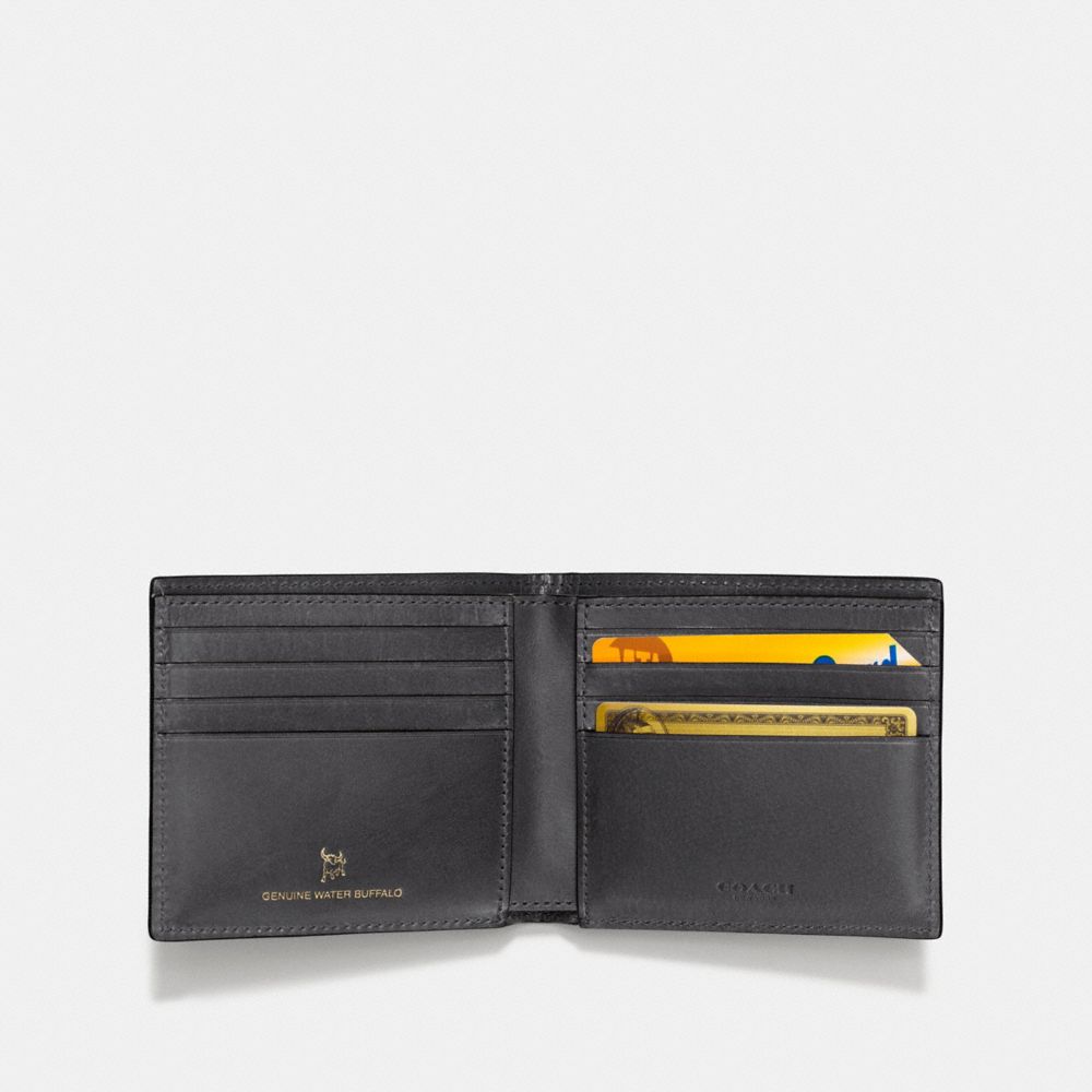COACH®,BOXED DOUBLE BILLFOLD WALLET,Mini,GRAPHITE,Inside View,Top View