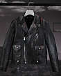COACH®,BASEMAN CUSTOM PAINTED MOTO JACKET,Leather,Black,Angle View