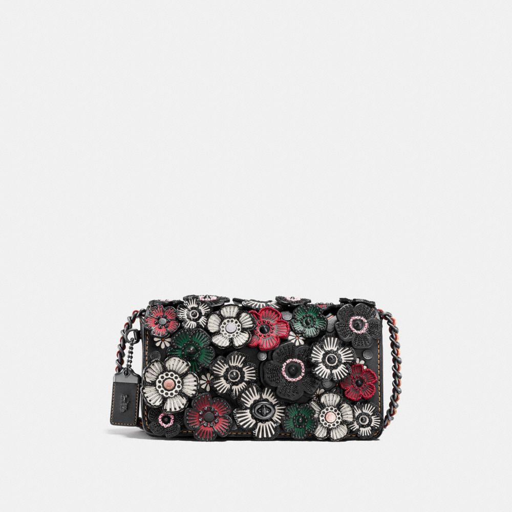 Dinky In Glovetanned Leather With Embellished Tea Rose
