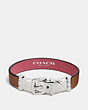 COACH®,WIDE TWO TONE BUCKLE BRACELET,Leather,Silver/Saddle Peony,Front View