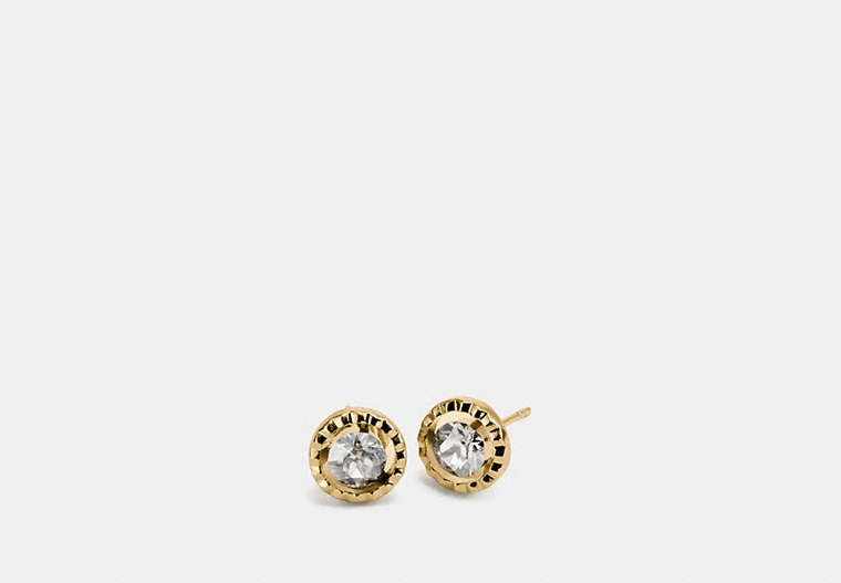 COACH®,DAISY RIVET STONE STUD EARRINGS,Plated Brass,Gold,Front View