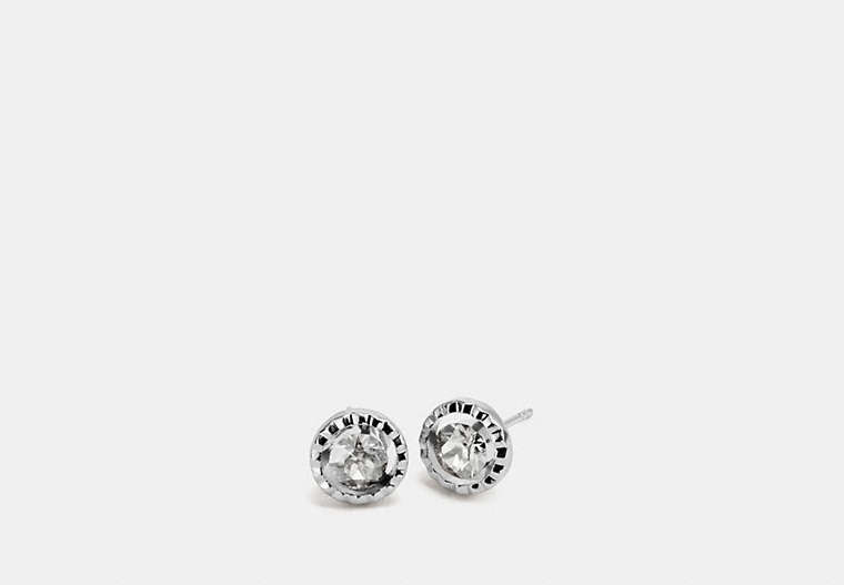 COACH®,DAISY RIVET STONE STUD EARRINGS,Plated Brass,Silver,Front View
