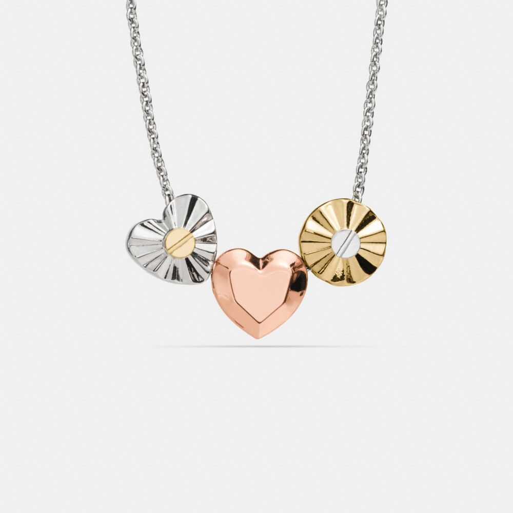 Short Daisy Rivet Heart Locket Necklace