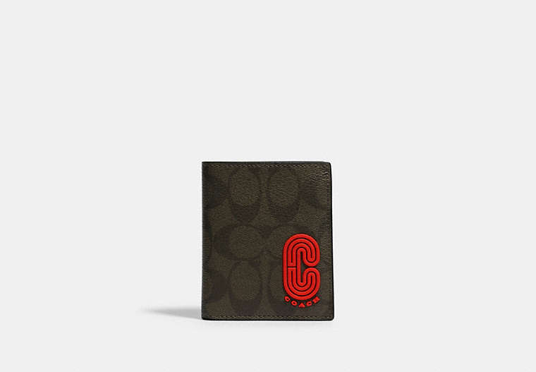 North/South Slim Bill Wallet In Signature Canvas With Coach Patch