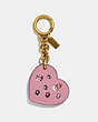 COACH®,EMBELLISHED HEART BAG CHARM,Mixed Material,Gold/Pink,Front View