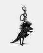 COACH®,SMALL MOHAWK REXY BAG CHARM,Leather,Black,Front View