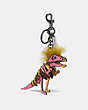 COACH®,SMALL MOHAWK REXY BAG CHARM,Leather,Black/Peony Flax,Front View