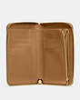 COACH®,MEDIUM ZIP AROUND WALLET,Pebble Leather,Mini,Brass/Light Camel,Inside View,Top View