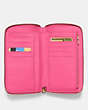 COACH®,MEDIUM ZIP AROUND WALLET,Pebble Leather,Mini,Brass/Confetti Pink,Inside View,Top View