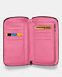 COACH®,MEDIUM ZIP AROUND WALLET,Pebble Leather,Mini,Gunmetal/Bright Pink,Inside View,Top View