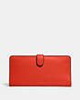 COACH®,SKINNY WALLET,Calf Leather,Mini,Brass/Red Orange,Back View